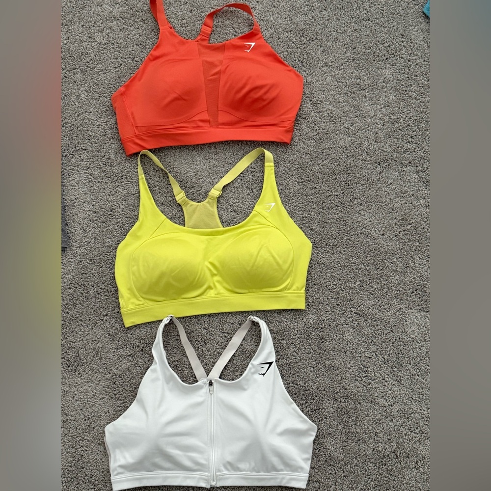 Gymshark Vibrant Sports Bra Trio - Orange, Yellow, White